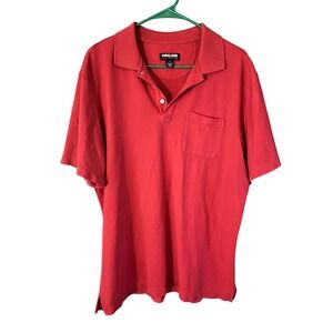Kirkland Signature Men's Red Cotton Polo Shirt Short Sleeve Pocket Size M